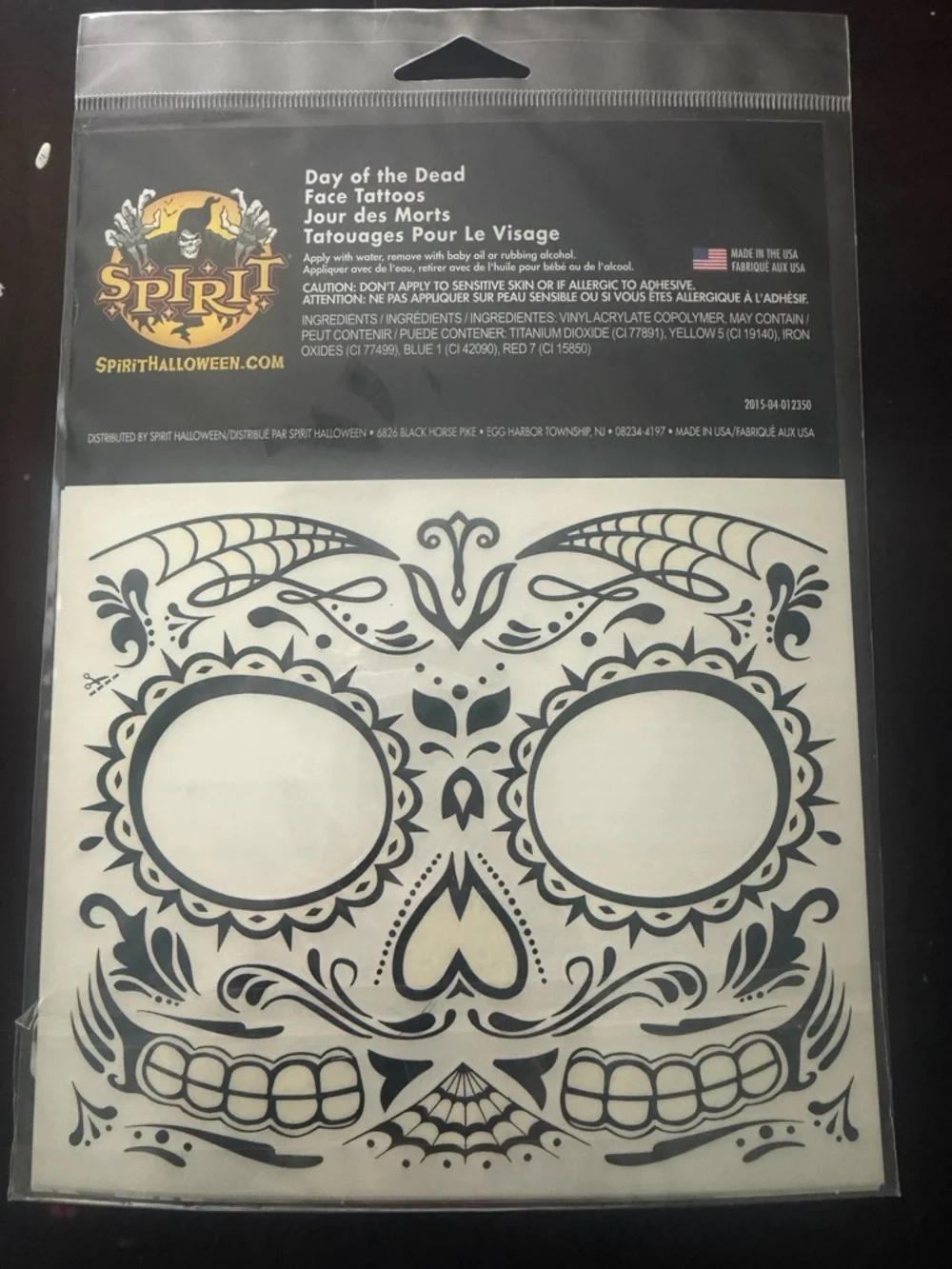 Spirit Sugar Skull Face Tattoo Decals - Black & White - Picture 2 of 2